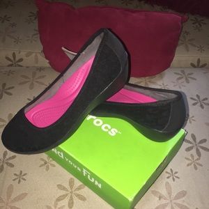 CROCS Leopard Ballet Wedge*NWT*sz 9*leopard emboss